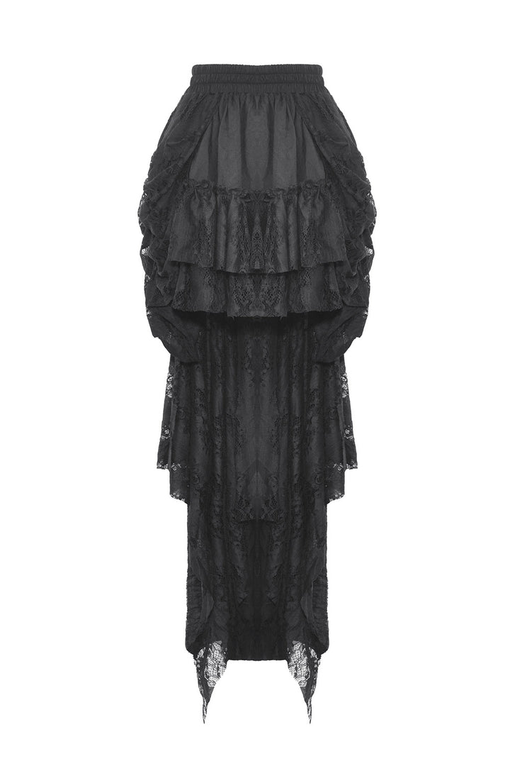 gothic ruffled skirt with back train