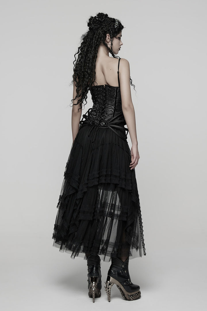 ruffled embroidered victorian goth skirt