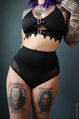 High Waisted Fishnet Bikini Bottoms - womens swimwear - VampireFreaks - Forest Ink