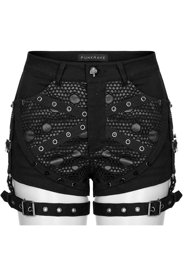 High - Waisted Garter Shorts - womens bottoms - VampireFreaks - Punk Rave