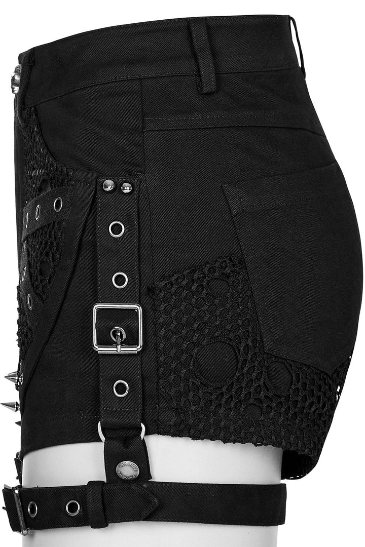 High - Waisted Garter Shorts - womens bottoms - VampireFreaks - Punk Rave