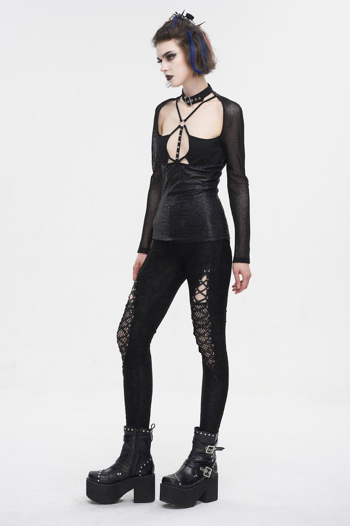 womens high waisted gothic punk leggings