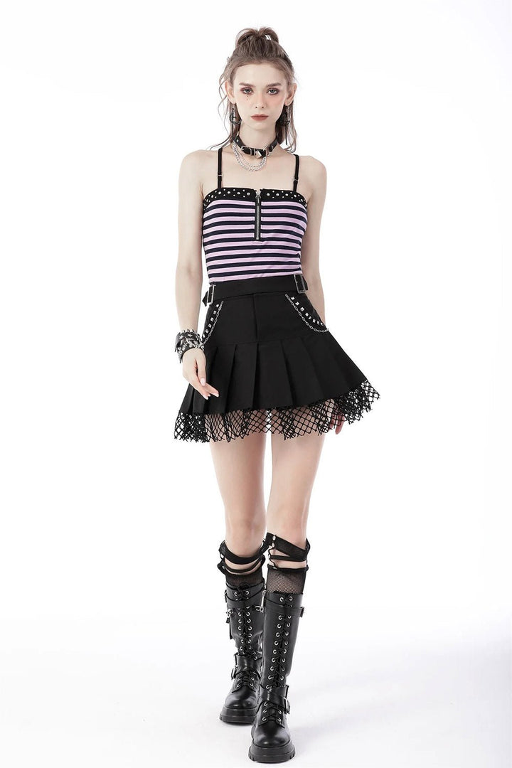 High Waisted Punk Pleated Skirt - skirts - VampireFreaks - Dark In Love