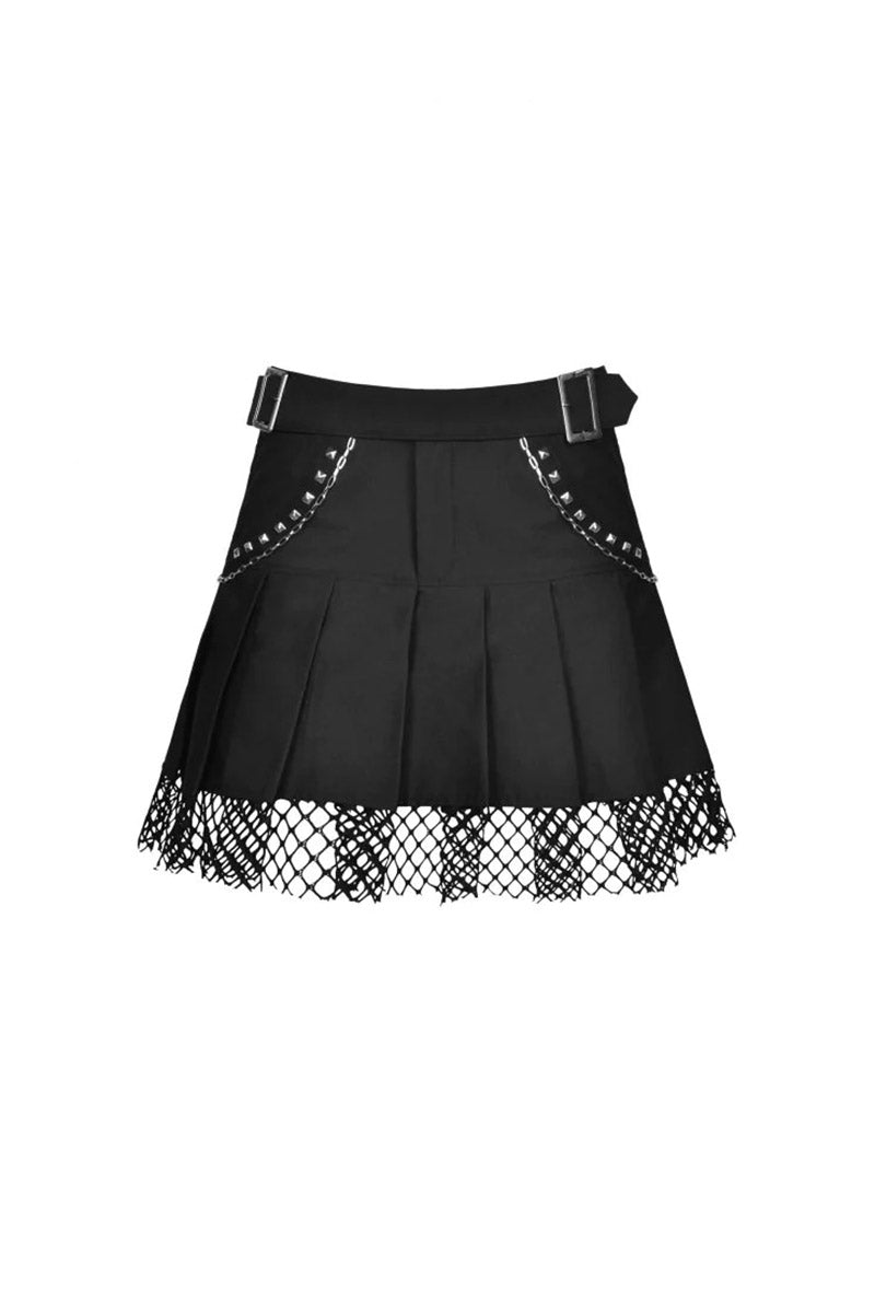 High Waisted Punk Pleated Skirt