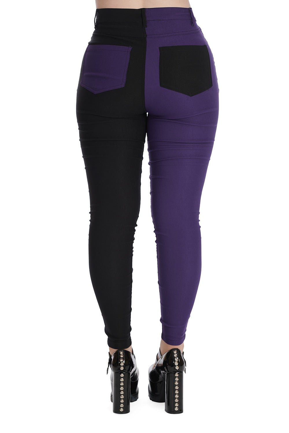 High Waisted Skinny Jeans [PURPLE/BLACK]