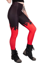 Leggings de cintura alta con efecto fuego al rojo vivo