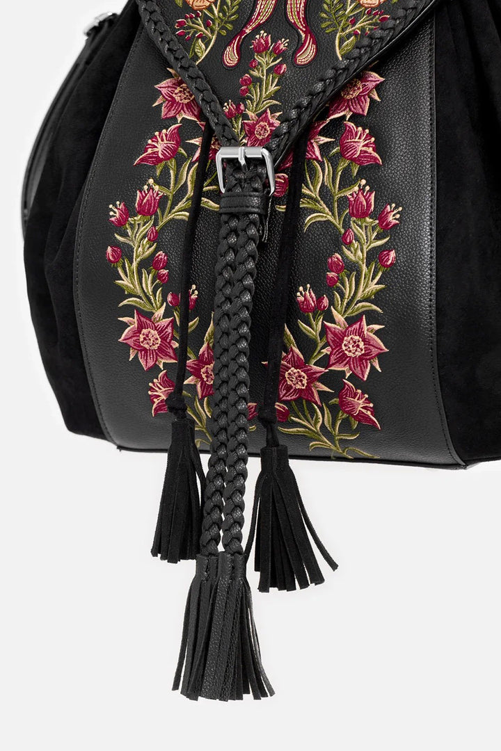 embroidered tassel moth and moon dark fairytale backpack 