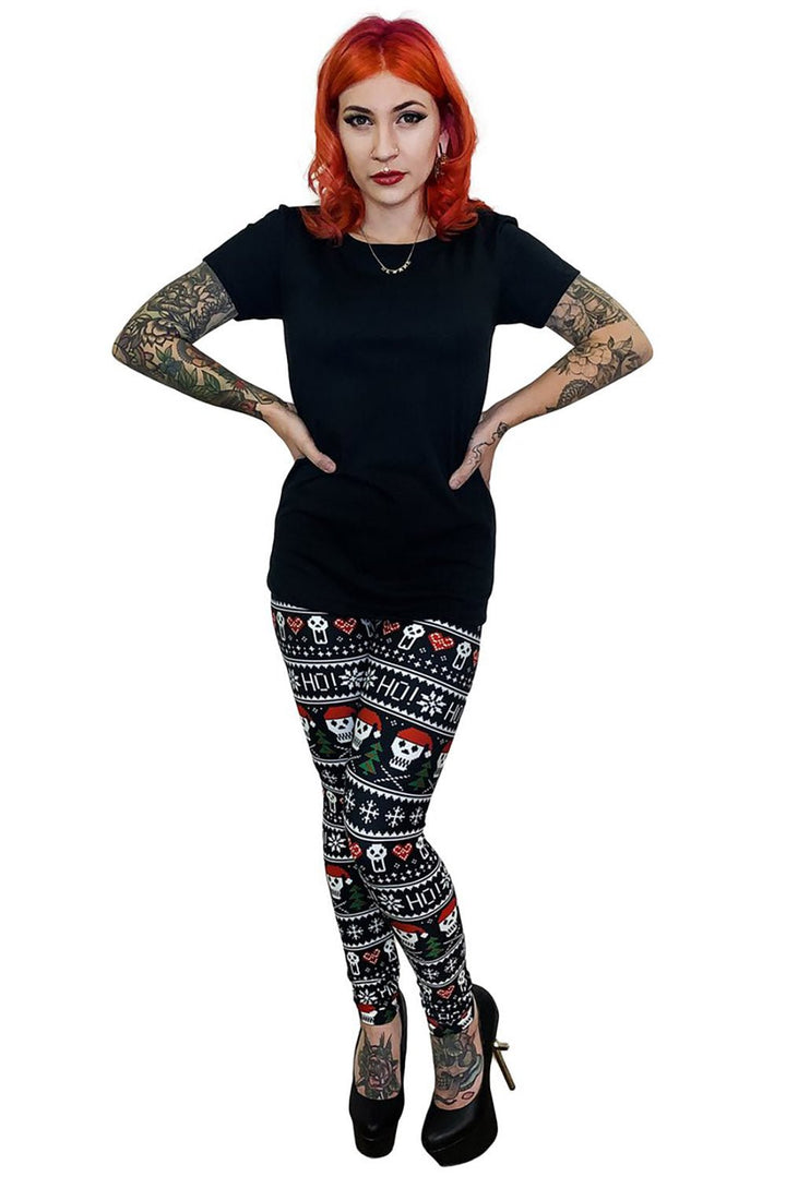 Ho Ho Holiday High Waist Leggings - womens bottoms - VampireFreaks - Too Fast