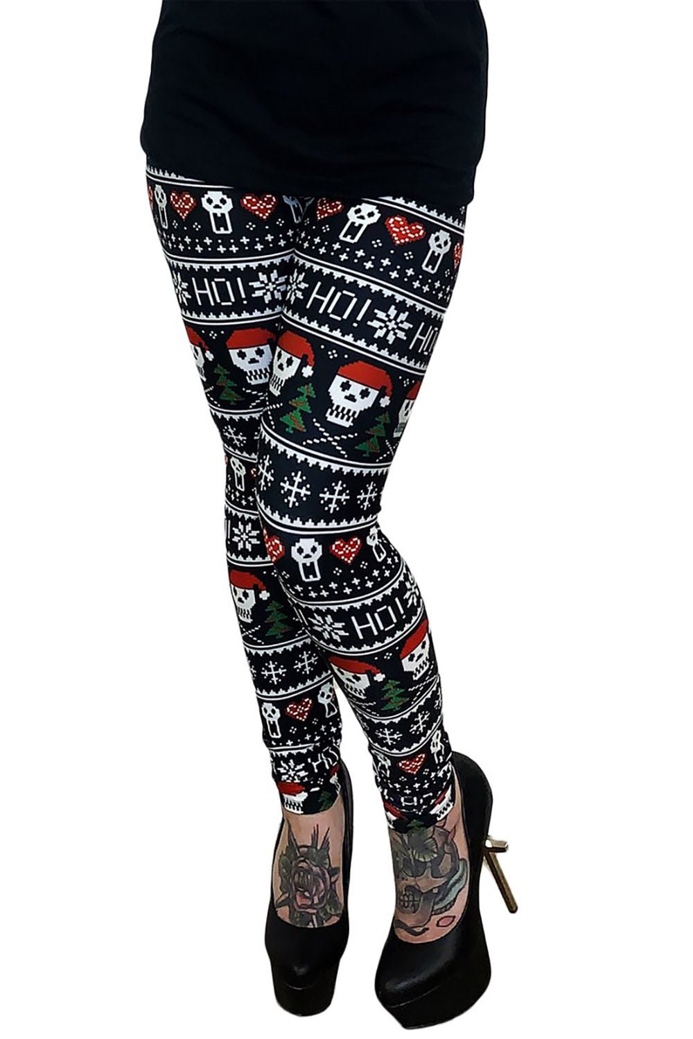 Ho Ho Holiday High Waist Leggings - womens bottoms - VampireFreaks - Too Fast