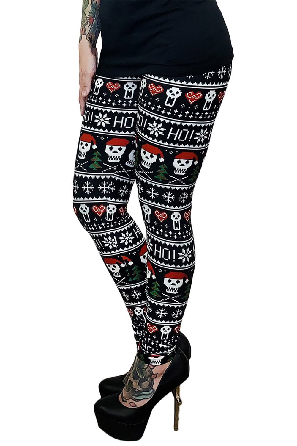 Ho Ho Holiday High Waist Leggings - womens bottoms - VampireFreaks - Too Fast