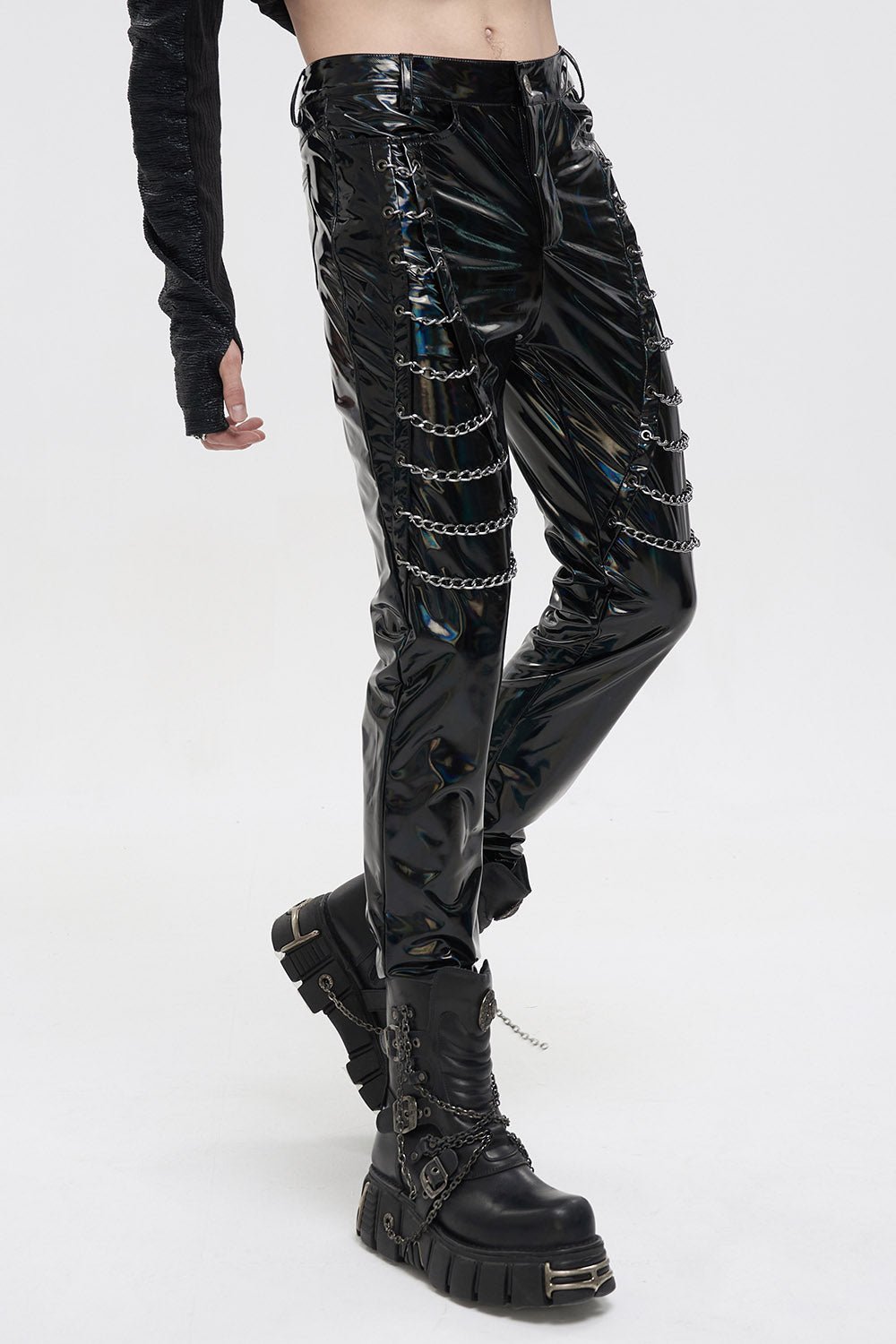 Holographic Hell Leather Pants - mens pants - VampireFreaks - Devil Fashion