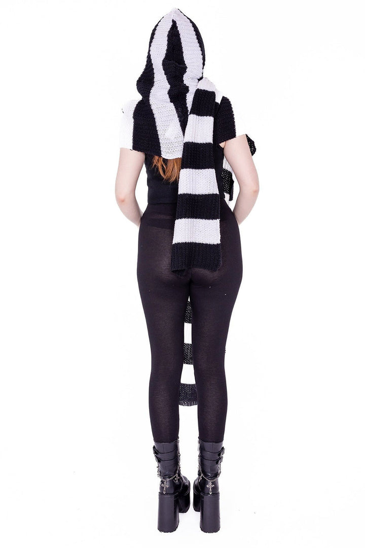 beetlejuice inspired black and white striped scarf