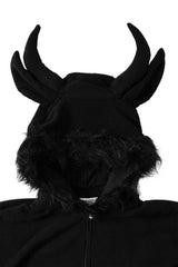 Foxblood Krampus onesie for gothic Halloween costume lovers and dark aesthetic fashion enthusiasts