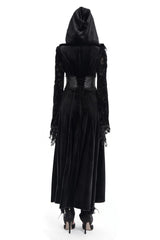 gothic vegan leather corset belt cloak with hood 