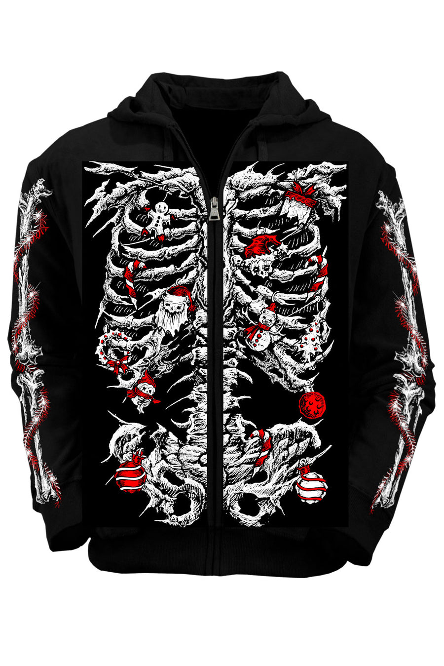 emo xmas skeleton ribcage xmas hoodie