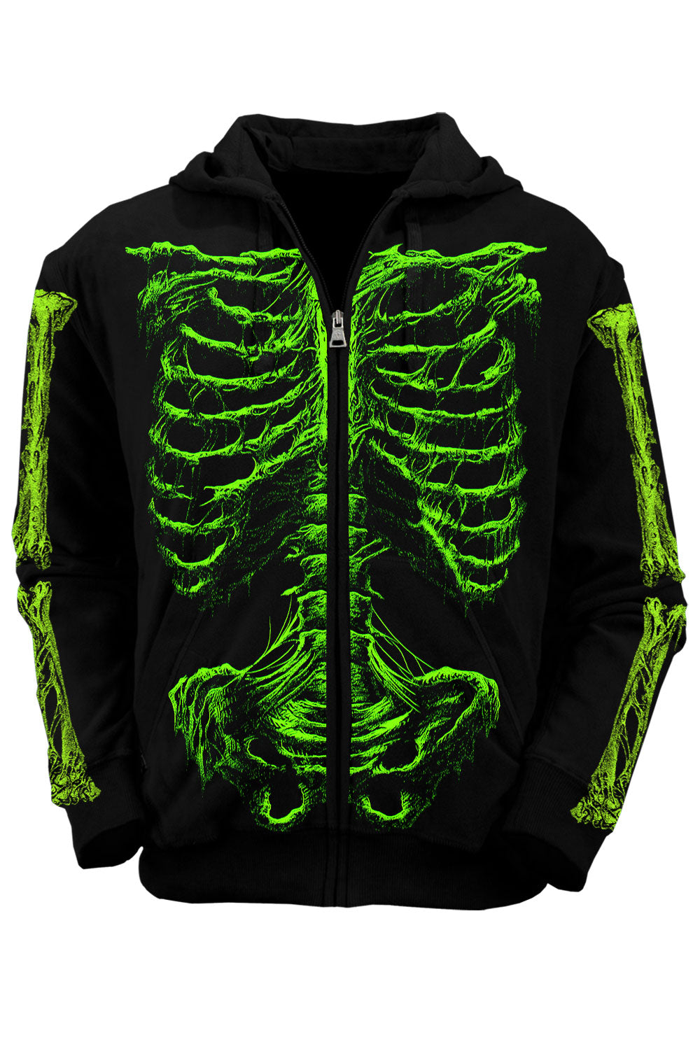 Sudadera con capucha de esqueleto de Zombie Rot [Monster Green]