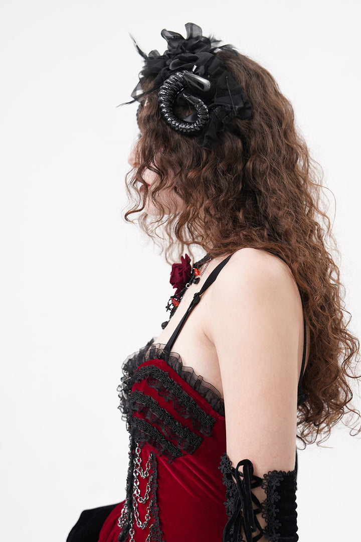 womens gothic feathered hair piece