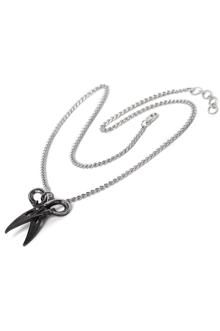 pewter antique looking oddities gothic horror scissors necklace