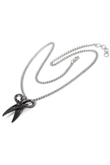 pewter antique looking oddities gothic horror scissors necklace