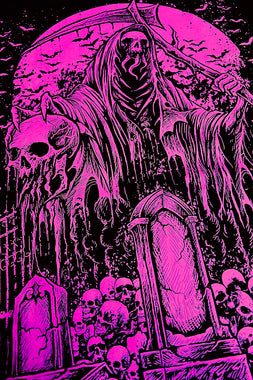 Graveyard Grim Reaper T-shirt [PINK]