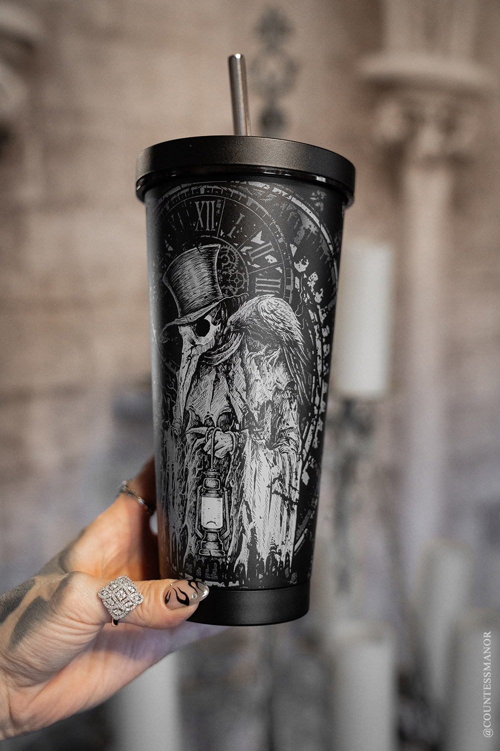 plague doctor travel mug 