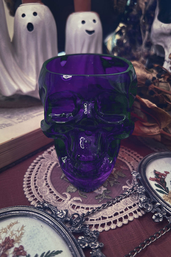 gothic purple glass skull cup