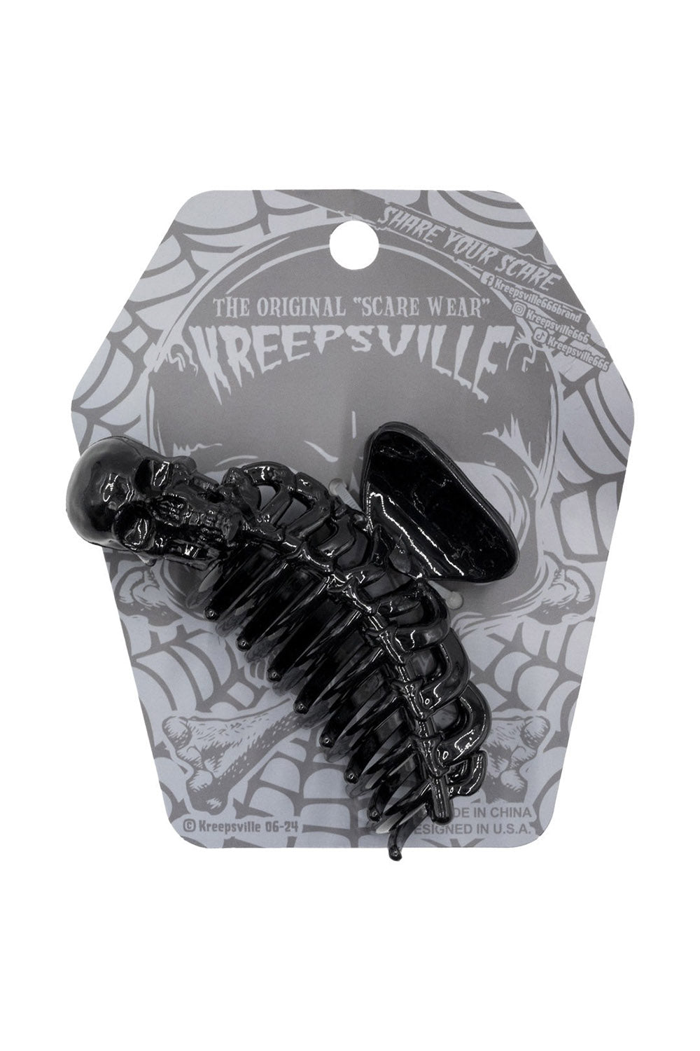 Skeleton Ribcage Hair Claw Clip [BLACK]