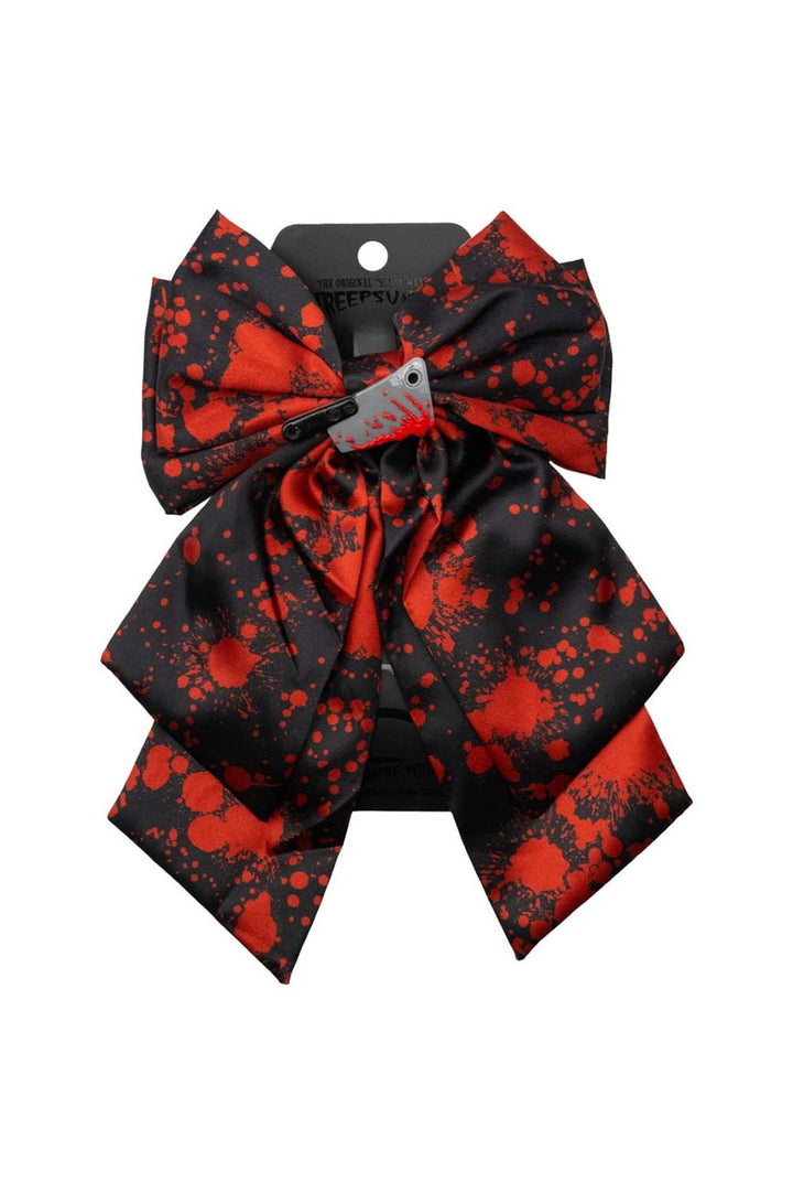 blood splattered black and red big hair bow 