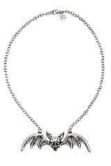 Lily Munster Bat Pendant Necklace [CHROME]