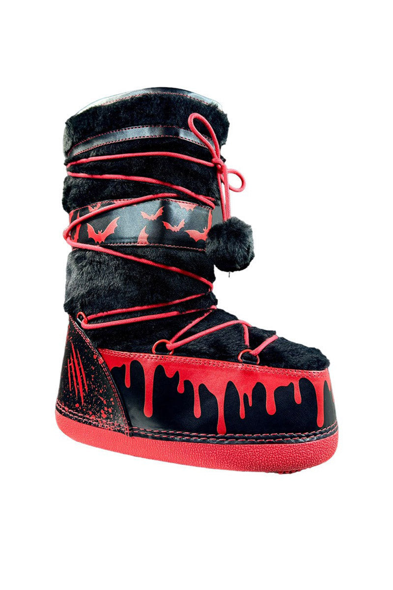 womens gothic red and black bat snow boots