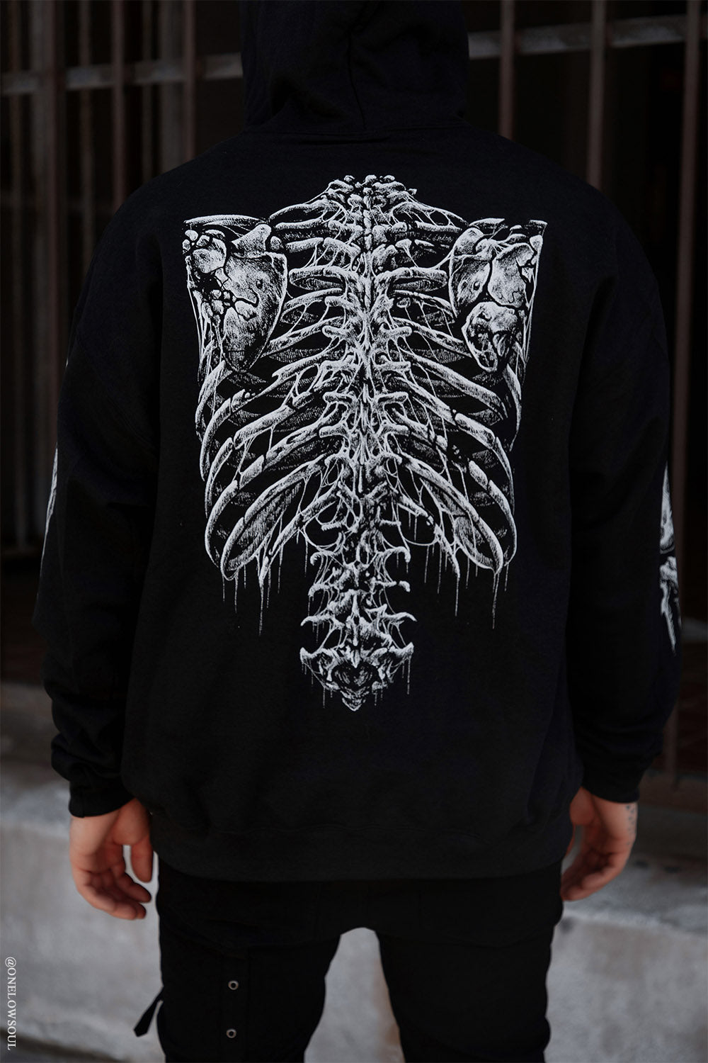ribcage horror punk hoodie