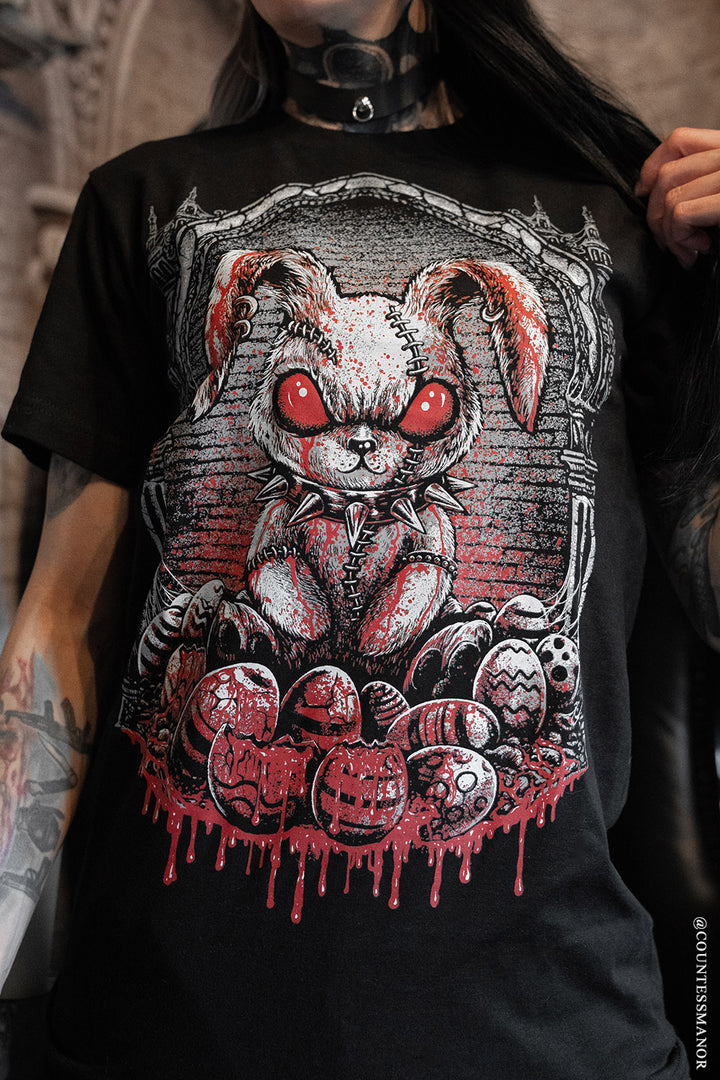 horror scary heavy metal easter egg bunny rabbit shirt