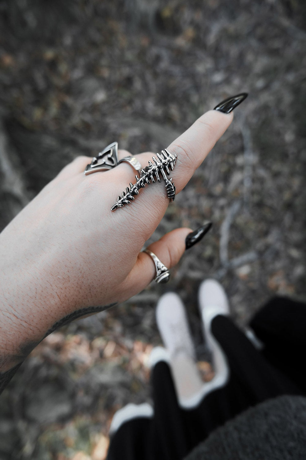 stainless steel unisex skeleton bone ring 