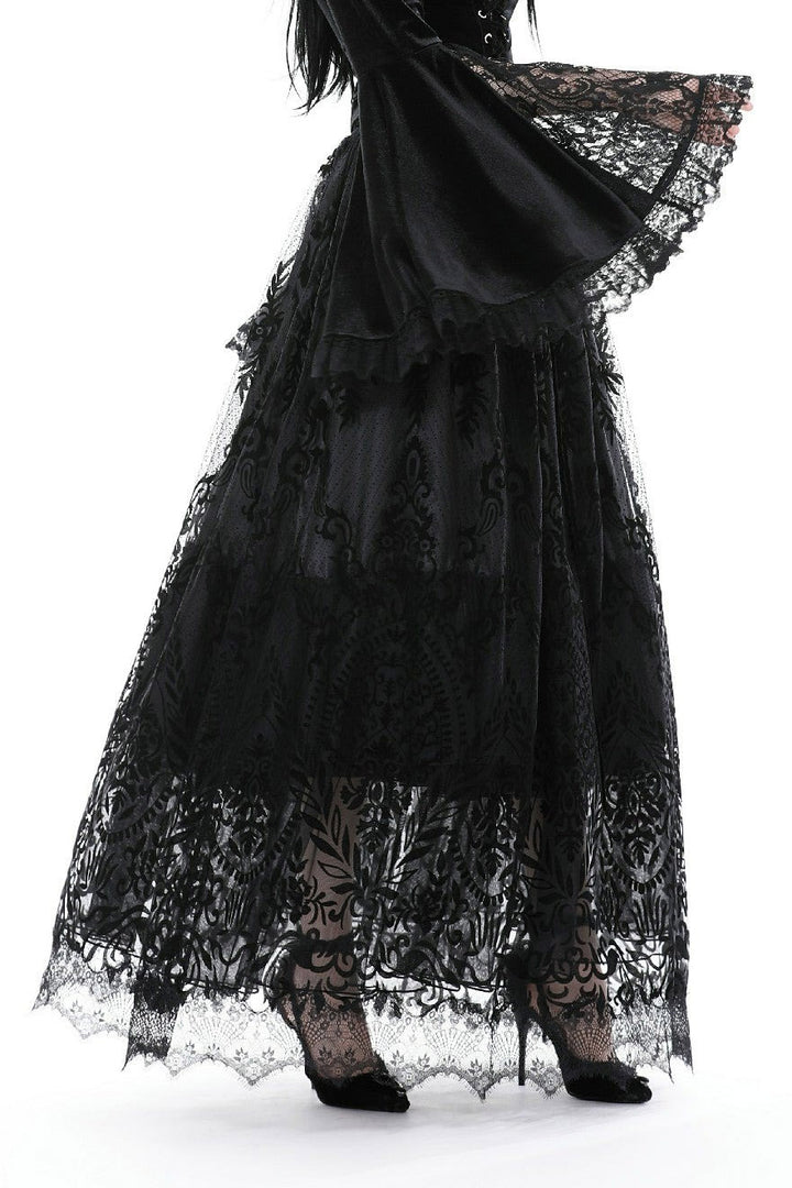 vampire goth long black maxi skirt