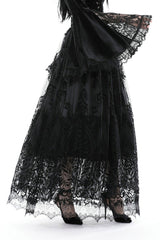 vampire goth long black maxi skirt