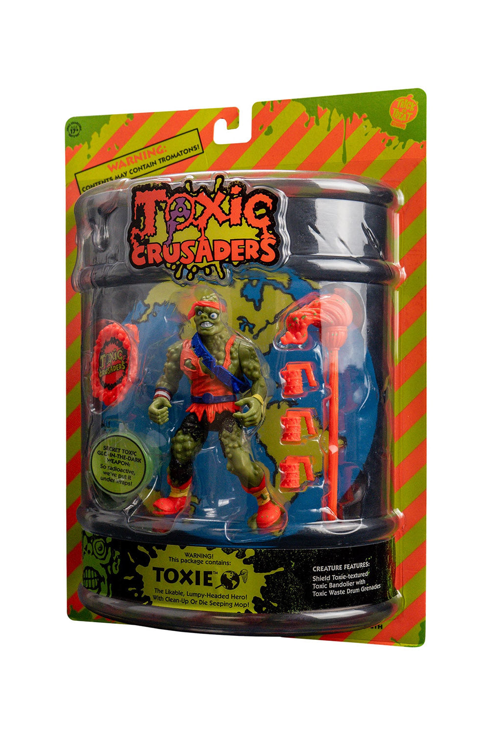 the toxic crusaders toy in a window box