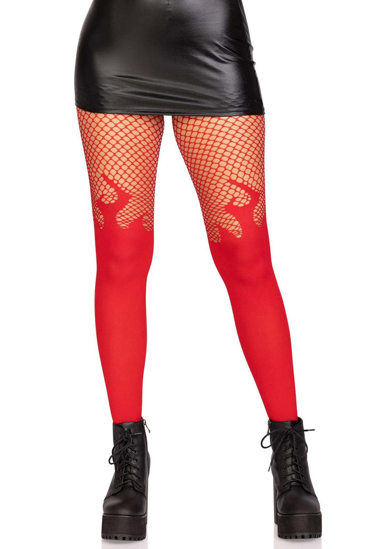 Hot Blooded Flame Fishnets - socks & stockings - VampireFreaks - Leg Avenue