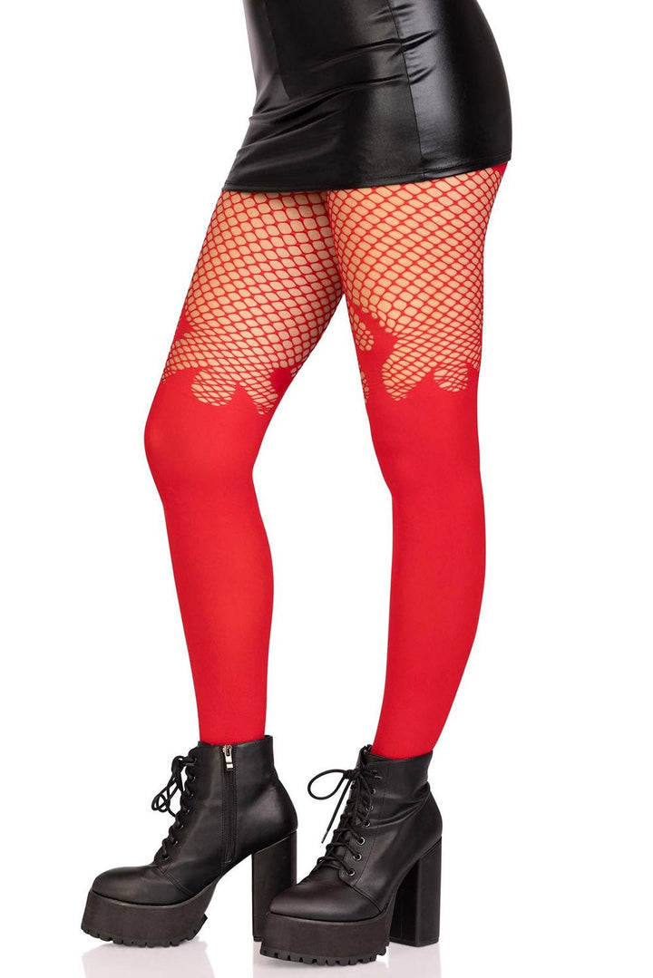 Hot Blooded Flame Fishnets - socks & stockings - VampireFreaks - Leg Avenue