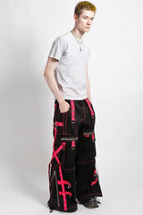 mens tripp NYC hot pink and black baggy fit cargo pants