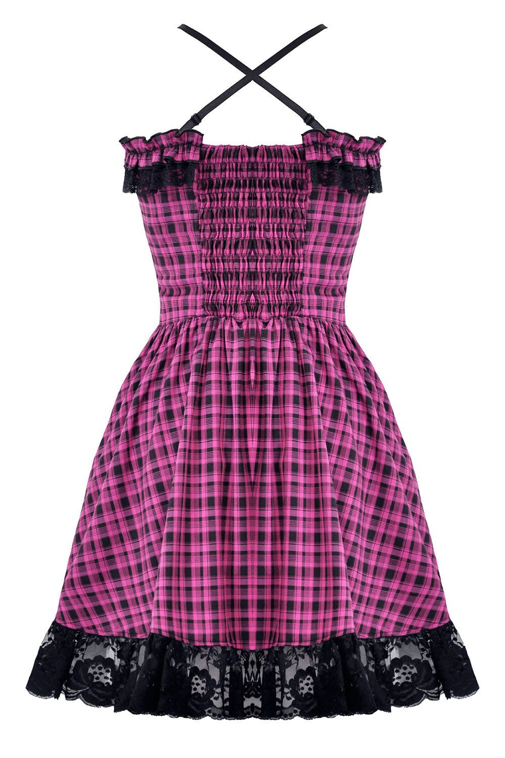 Vestido a cuadros rosa de la muerte 