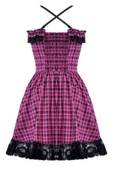 Vestido a cuadros rosa de la muerte 