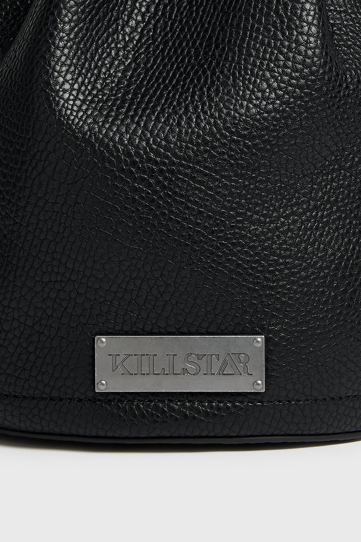 witchy embroidered dark cottagecore bucket bag purse with killstar plaque 