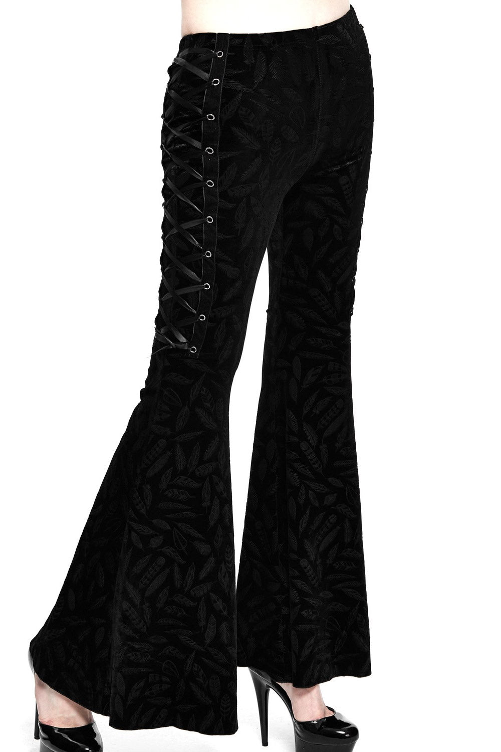 I Had Wings Once Velvet Bell Bottoms - womens bottoms - VampireFreaks - Devil Fashion