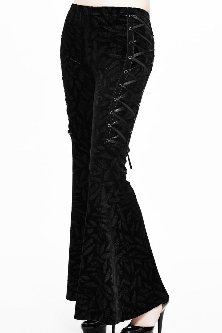 I Had Wings Once Velvet Bell Bottoms - womens bottoms - VampireFreaks - Devil Fashion