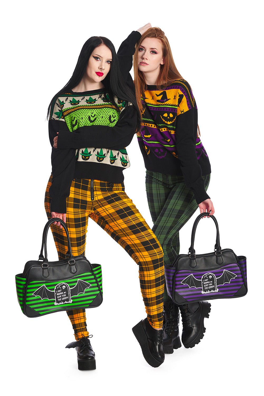 I'm Creepy Striped Bag [Purple/Black] - bags & wallets - VampireFreaks - Banned Apparel / Lost Queen