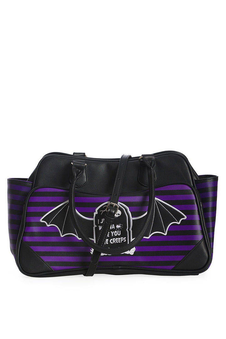 I'm Creepy Striped Bag [Purple/Black] - bags & wallets - VampireFreaks - Banned Apparel / Lost Queen