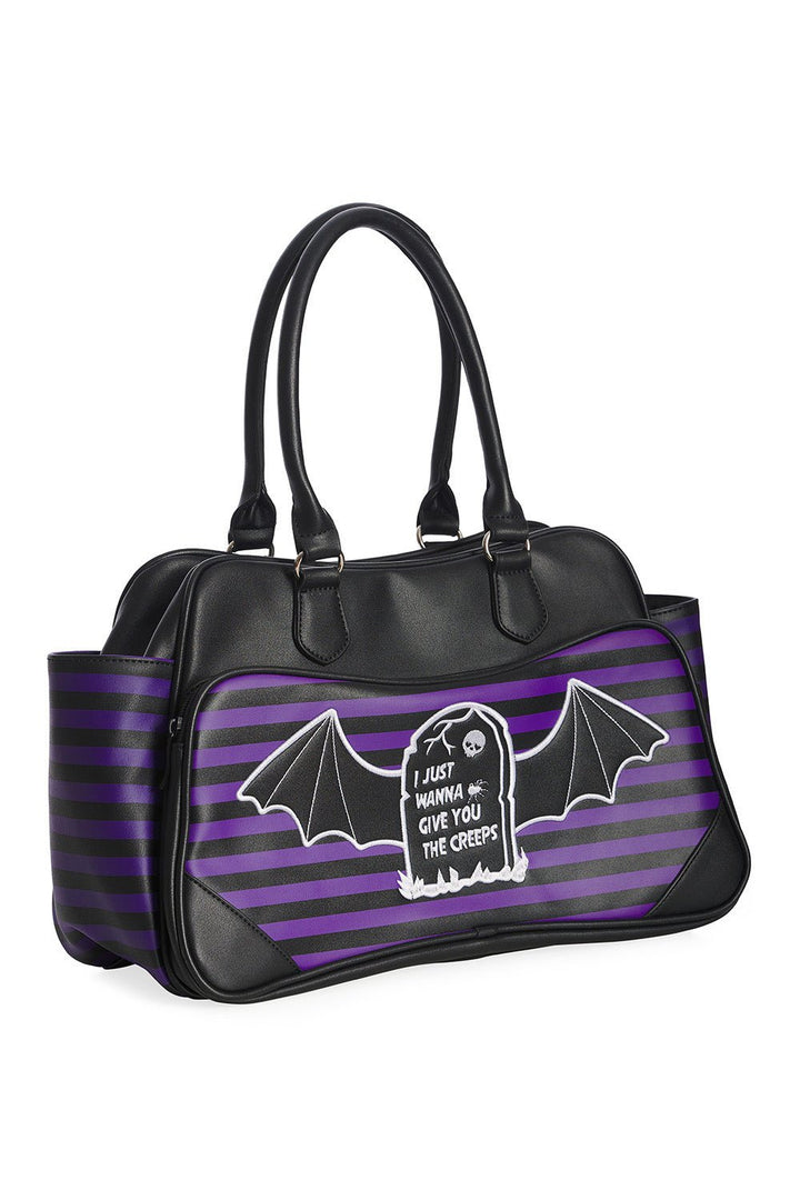 I'm Creepy Striped Bag [Purple/Black] - bags & wallets - VampireFreaks - Banned Apparel / Lost Queen