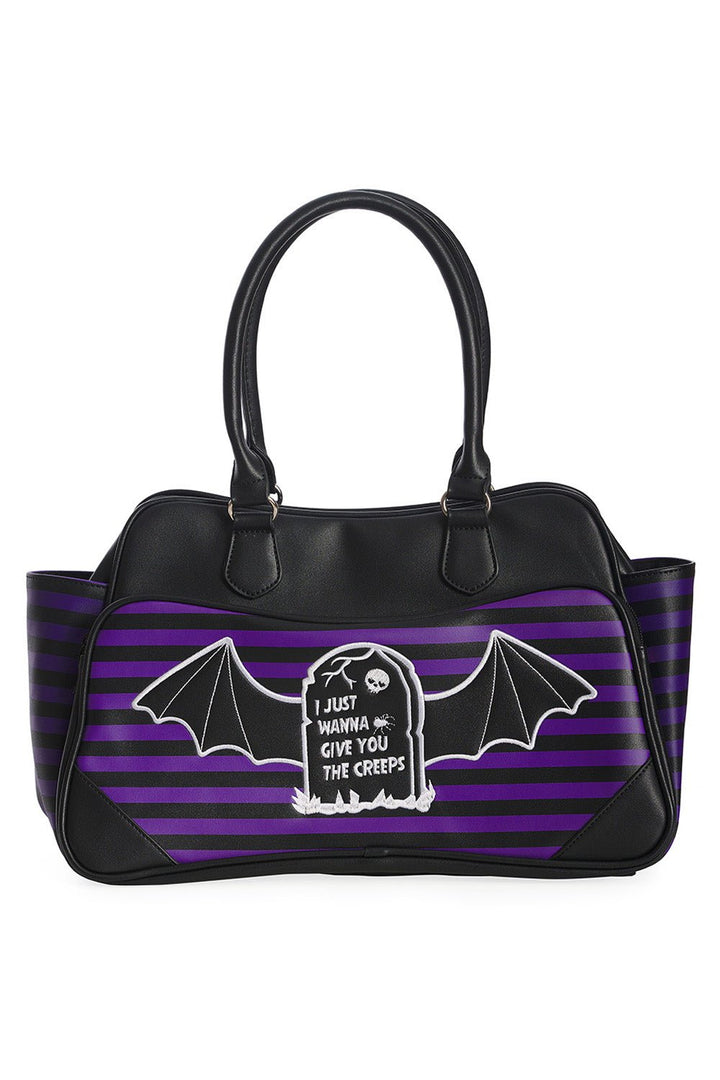 I'm Creepy Striped Bag [Purple/Black] - bags & wallets - VampireFreaks - Banned Apparel / Lost Queen