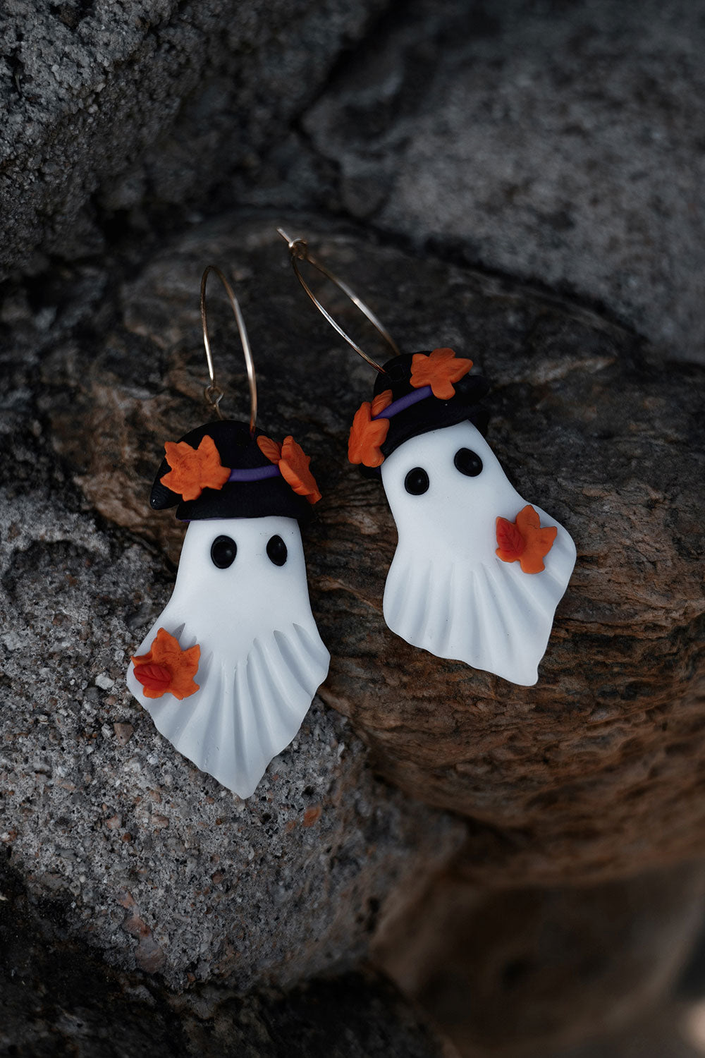 polymer clay ghost earrings