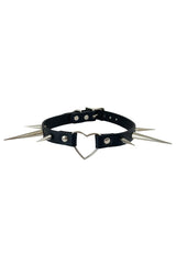 Impaler Long Pointy Spiked Heart Choker [SILVER] - chokers - VampireFreaks - Funk Plus
